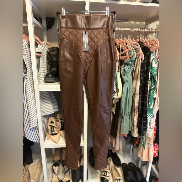 Beautiful Vegan Leather brown leggings. - Picture 1 of 4